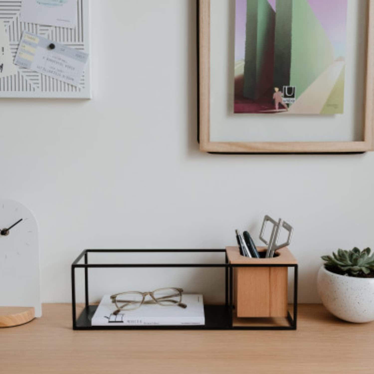 Umbra Cubist Floating Shelf with Built-In Succulent Planter