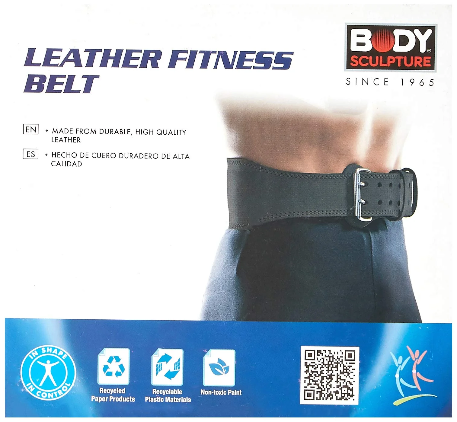 Body Sculpture Leather Weightlifting Belt for Lower Back Support Black
