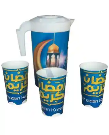 Generic Ramadan Pitcher with 3 Cups  Elegant Serving Set for Drinks & Gatherings