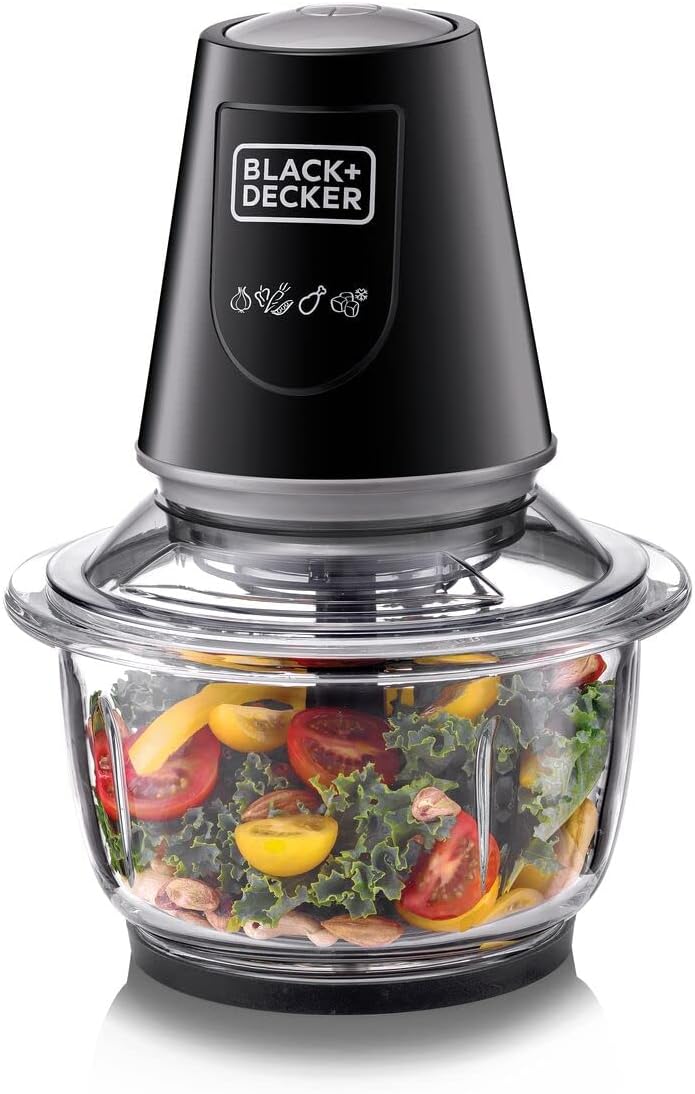 BLACK+DECKER 400W Glass Chopper GC400-B5 1.2L 4-Blade Ice Crushing