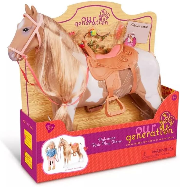 Our Generation Play Horse 50cm Toy with Saddle, Brush and Accessories