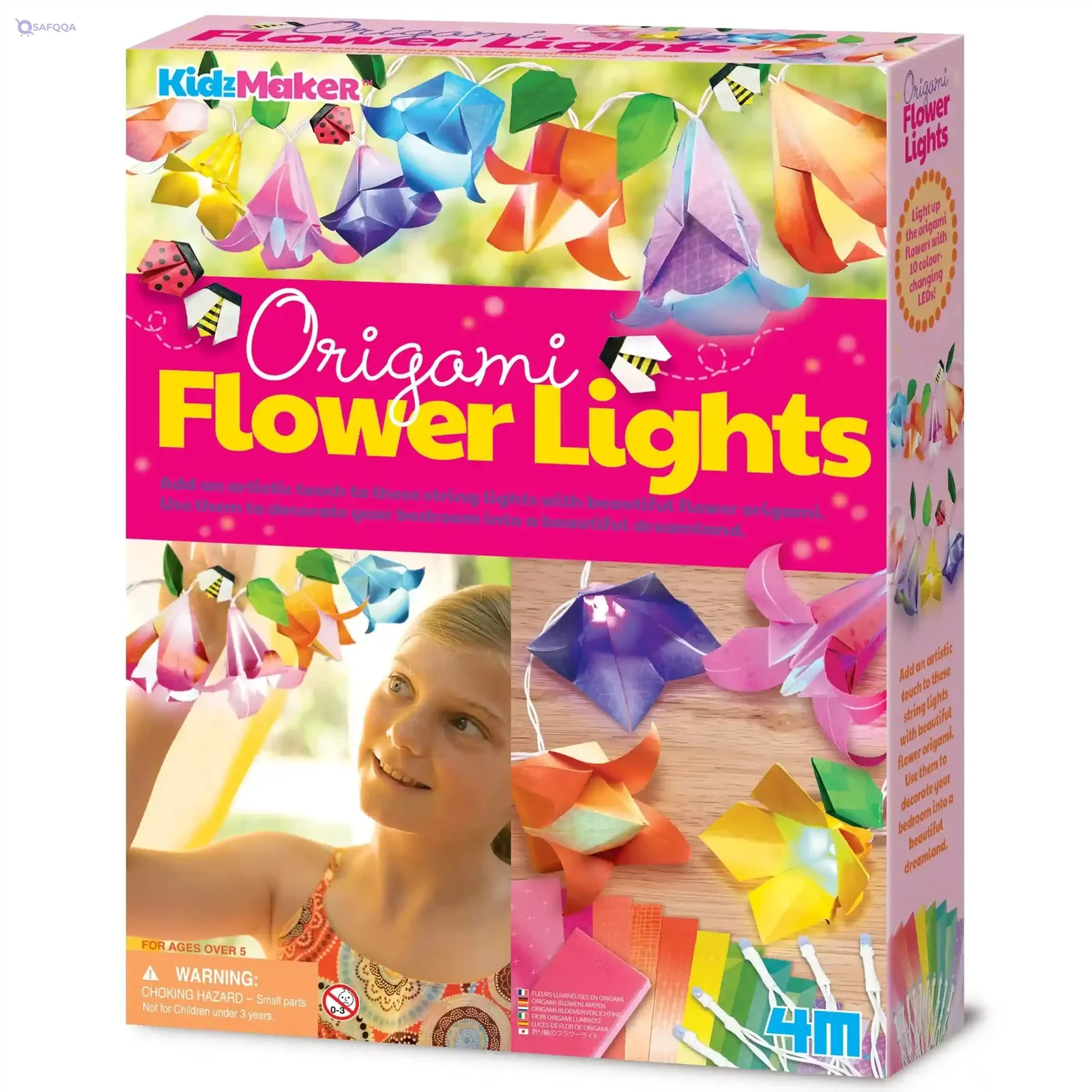 4M Flower Lights Craft Kit DIY LED String Art – Color Changing Origami Flower Lamp Set