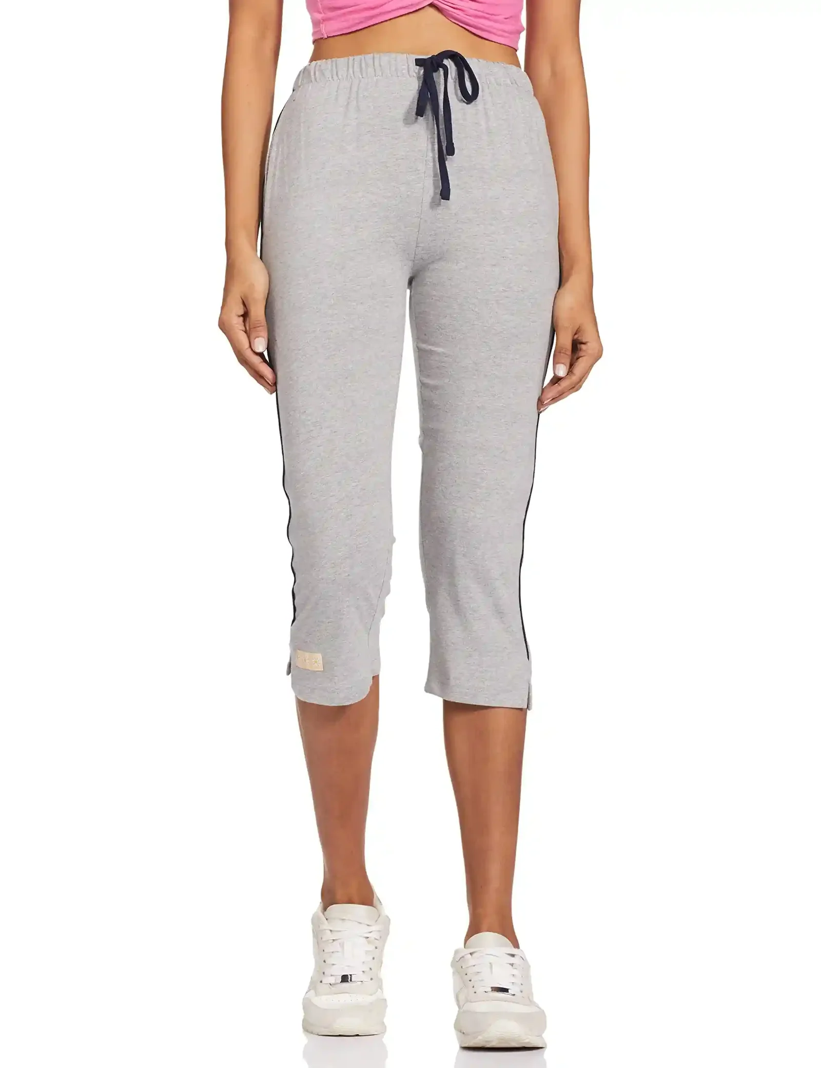 Diverse Women’s Knee-Length Home Pants – Comfortable Casual Capri Pants (Grey)