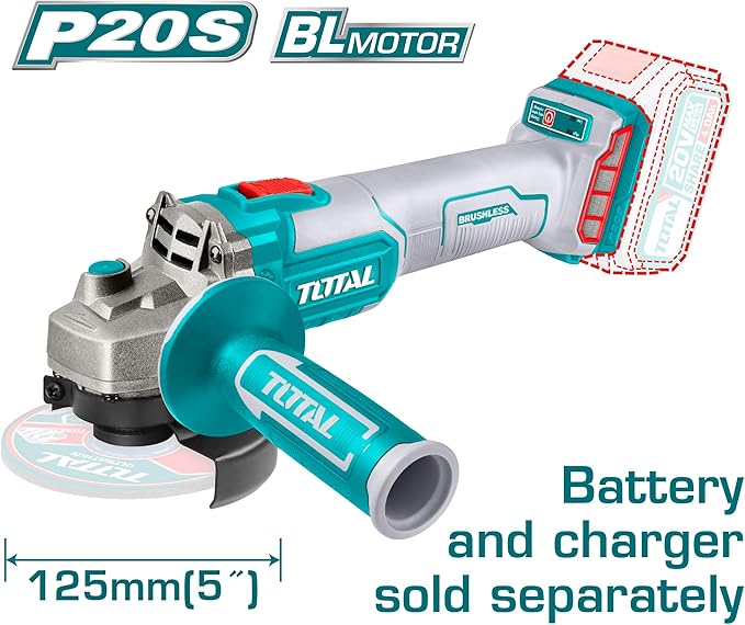 20V Cordless Brushless Angle Grinder – 12.7cm Disc, Lithium-Ion (Tool Only – Without Battery & Charger)