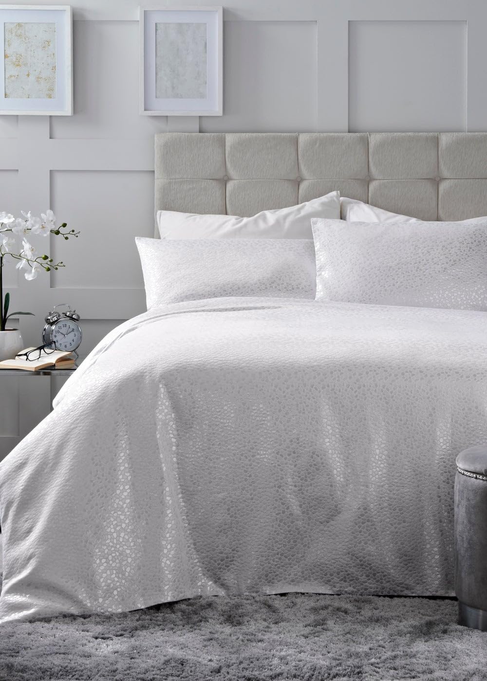 Matalan Metallic Jacquard Duvet Cover , Elegant Luxury Bedding Set