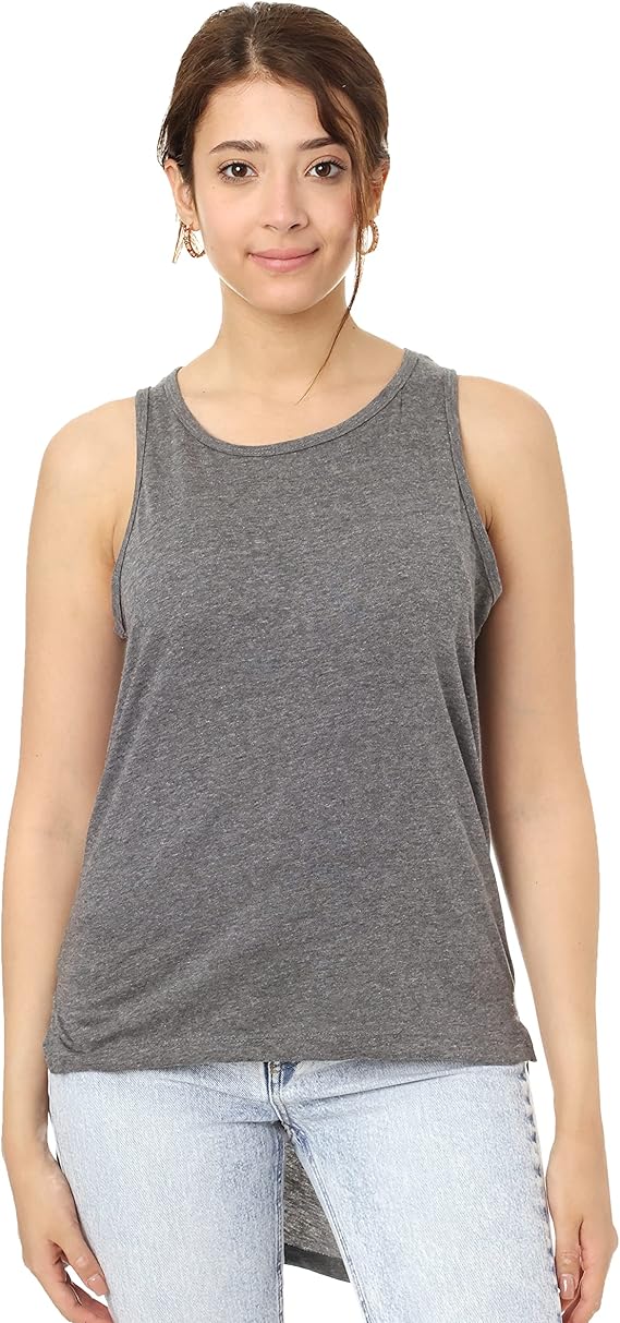 Dockland Women Sleeveless T-Shirt Casual Tank Top Lightweight Cotton Blend Summer Wear Comfortable Fit Grey Color Basic Everyday Top