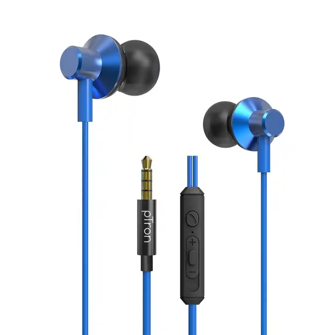 pTron High Bass Wired In-Ear Earphones with Mic 10mm Driver Blue