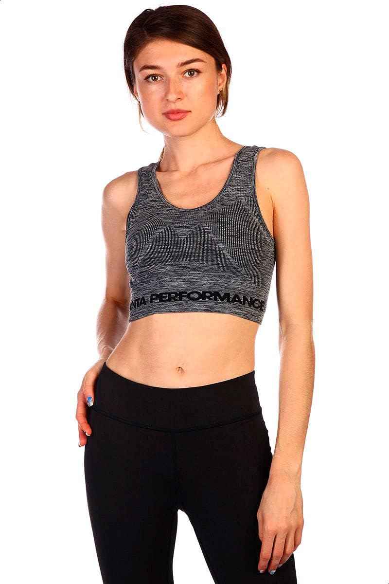 Anta Women Sports Bra Scoop Neck Cross Back Grey