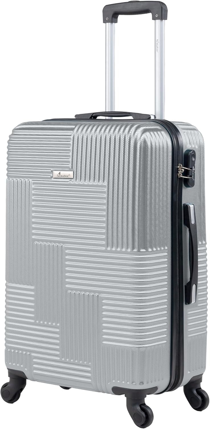 Senator KH110 28-Inch Checked Luggage ABS Hard Shell Spinner Silver