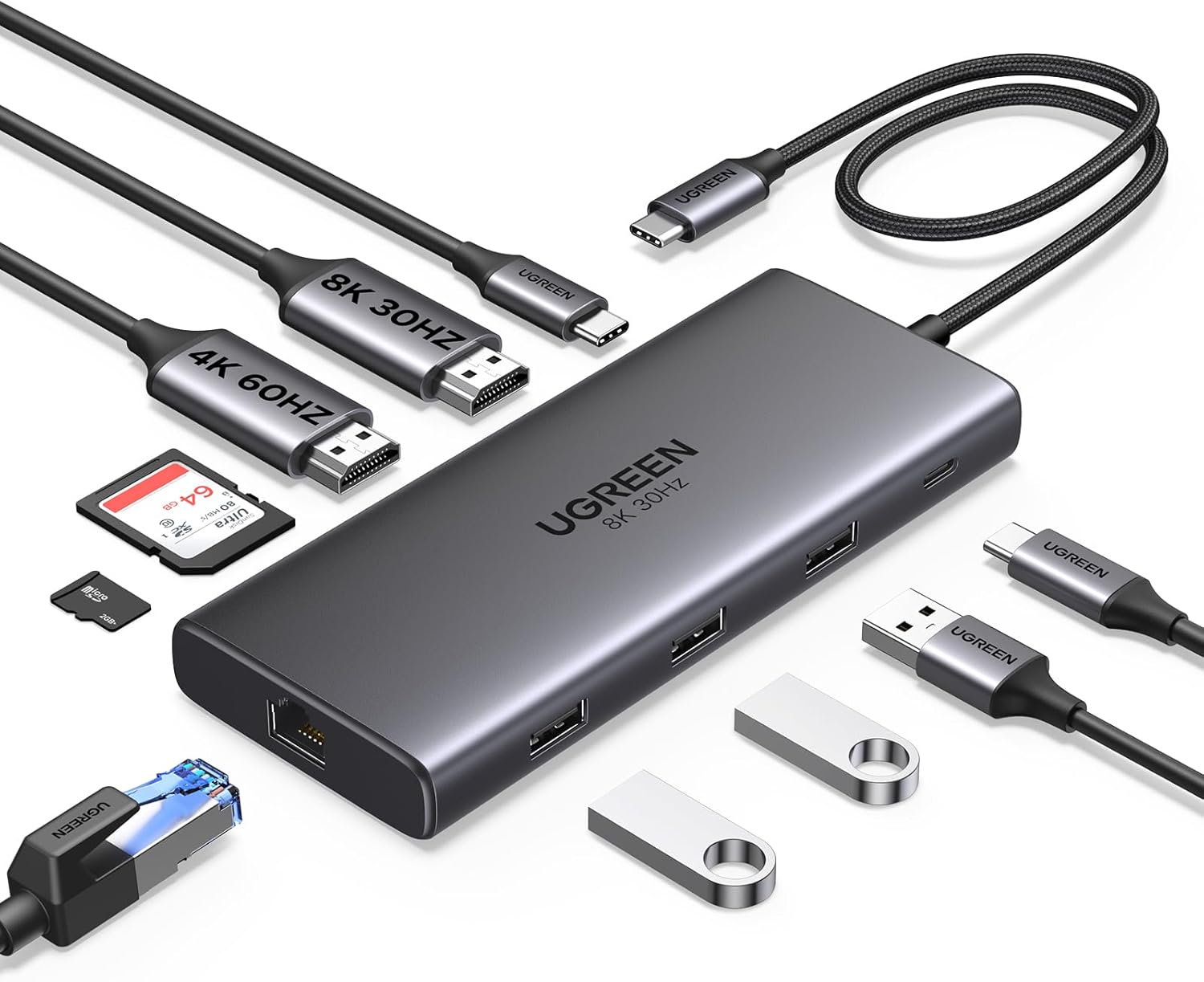 UGREEN 10-in-1 USB-C Hub Dual HDMI 4K Docking Station