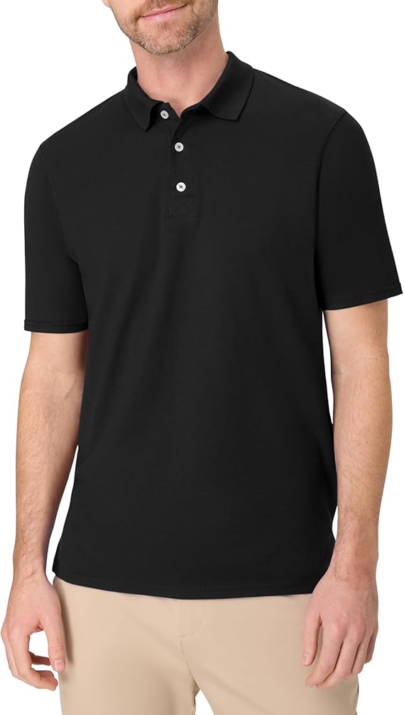 Hanes Men’s Polo T-Shirt Short Sleeves Black