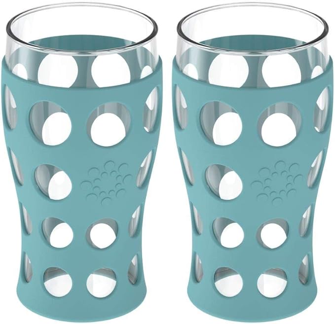 Lifefactory Silicone Sleeve Beverage Glass 2-Piece Set