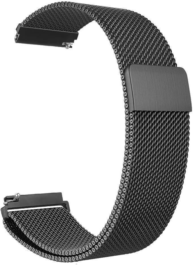 Milanese Loop Magnetic Watch Band for Samsung Active 2 20mm – Stainless Steel Mesh Replacement Strap – Black