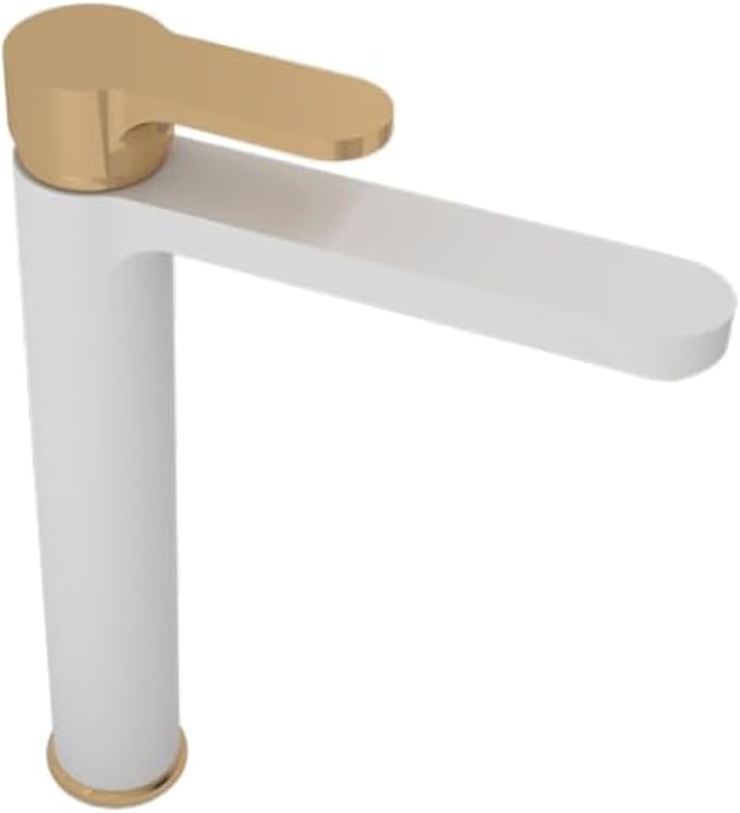 SarDesign Tara Single Lever Basin Mixer with Waste Set White & Gold