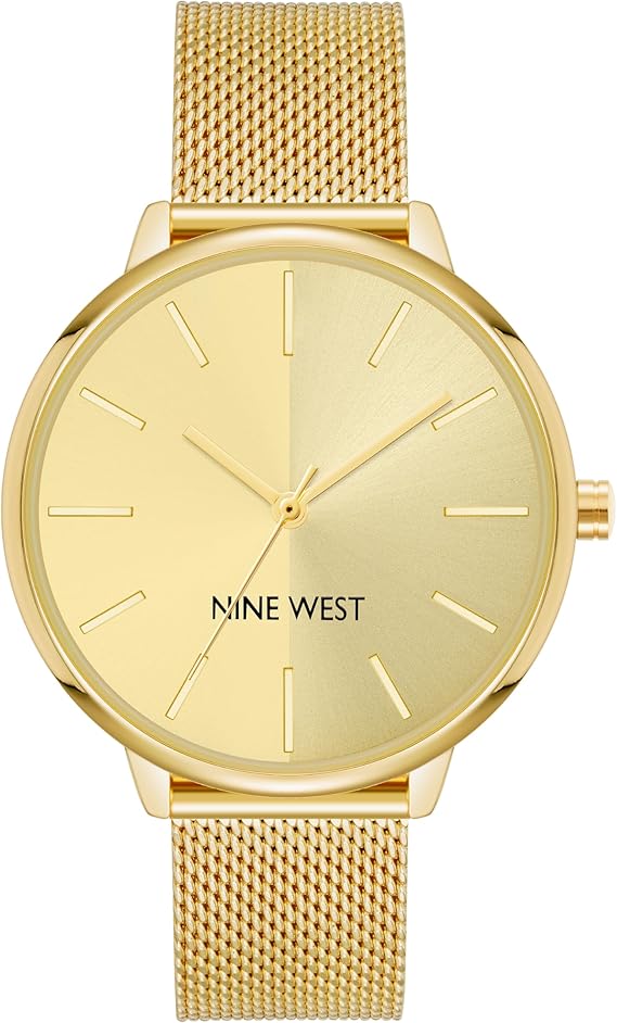 Nine West Women Mesh Bracelet Watch Gold Quartz