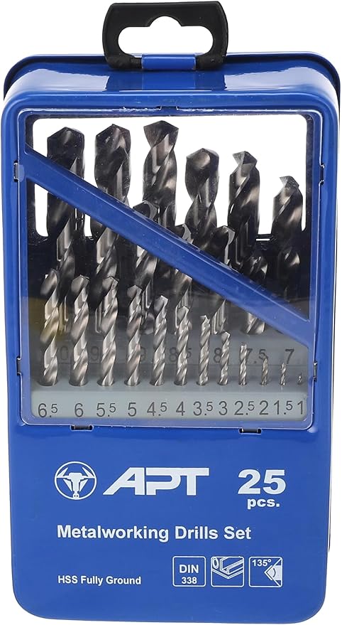 25-Piece Fully Ground Straight Shank Twist Drill Bit Set (1.0–13 mm)