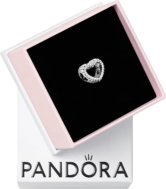 Pandora Women’s Sterling Silver Beaded Heart Bracelet Charm Silver