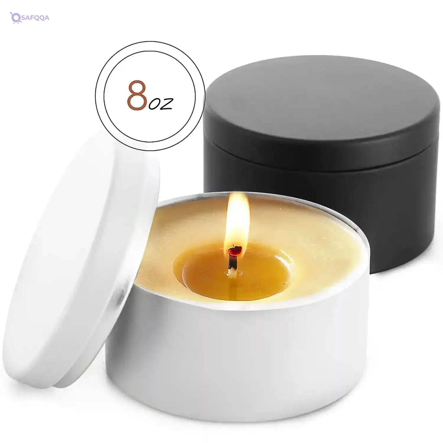Hearth & Harbor Tin Candle Jars with Lids – 8oz DIY Candle Making Containers (12 Pack, Black & White)