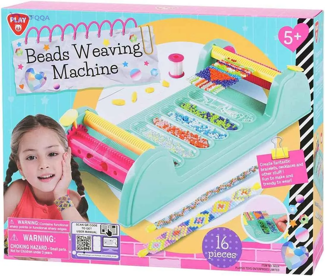 Playgo Beads Weaving Machine 6024 – Multi-Color Creative Craft Set, 16 Pieces