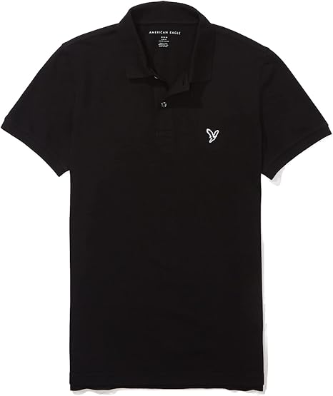 American Eagle Men’s Polo T-Shirt Short Sleeves Black