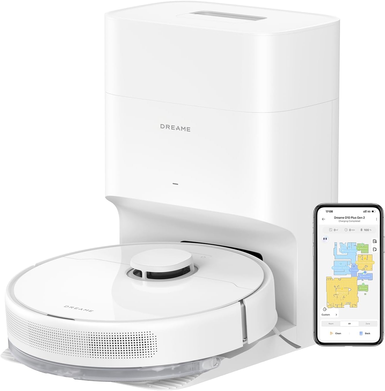 Dreame D10 Plus Gen 2 Robot Vacuum Cleaner 6000Pa Self-Empty LiDAR White