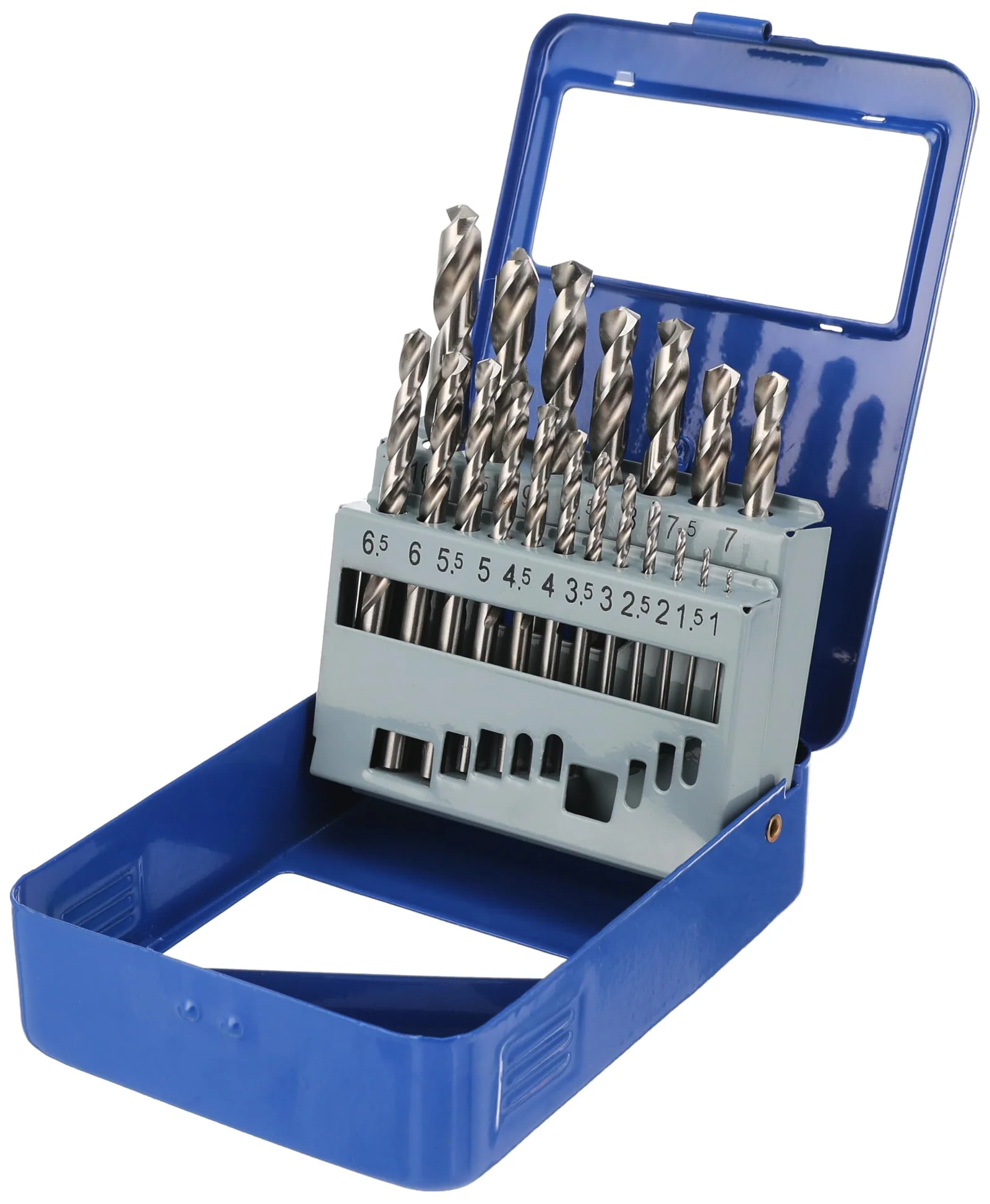 Fully Ground Straight Shank Twist Drill Bit Set 19 Pieces for Metal and Wood