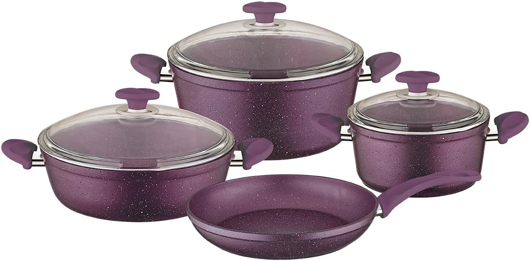 Papilla 7-Piece Cookware Set – Elegant Purple Turkish-Made Pots Set