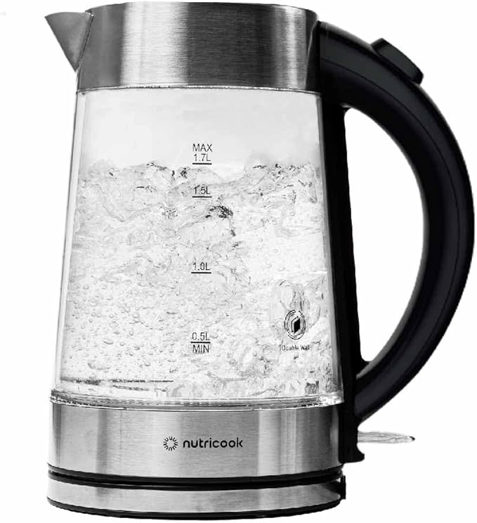Nutricook GK100 Glass Electric Kettle 1.7L 2200W Silver