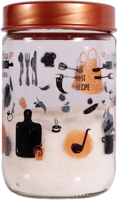 Herevin Let’s Cooking Decorated Canister Set – 3-Piece Stylish Kitchen Storage Containers