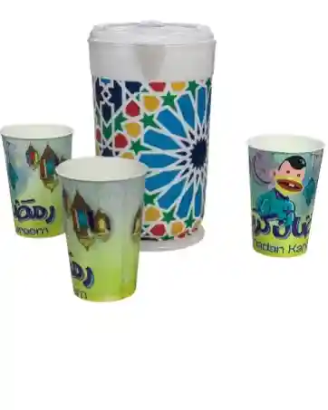 Generic Ramadan Pitcher with 3 Cups  Elegant Serving Set for Drinks & Gatherings
