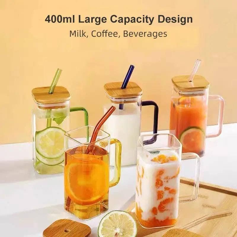 Prime Shop Square Glass Mug with Wooden Lid