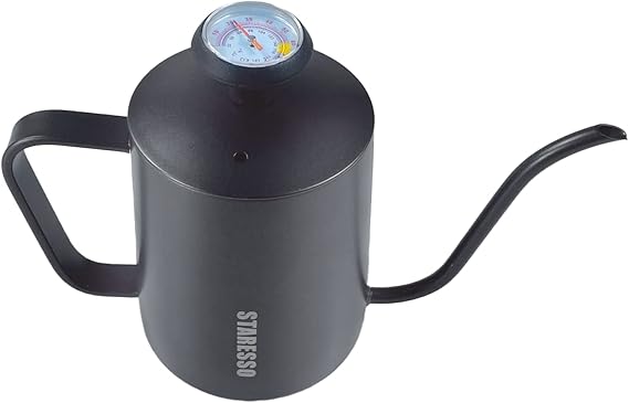 (STARESSO Hand Drip Coffee Kettle 550ml – Stainless Steel Gooseneck with Thermometer ( Minor Scratches & Damaged Box