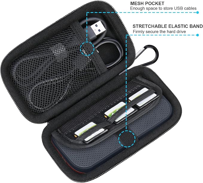 Lacdo Hard Carrying Case for SanDisk Extreme Portable SSD Black