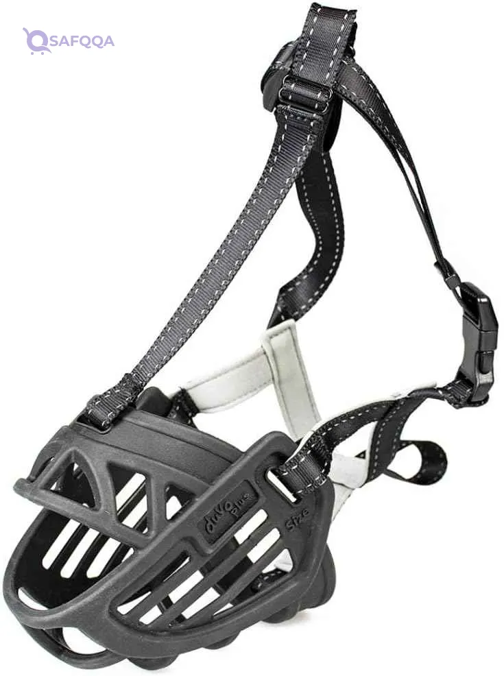 duvoplus Rubber Dog Muzzle Black – Adjustable Pet Safety Muzzle