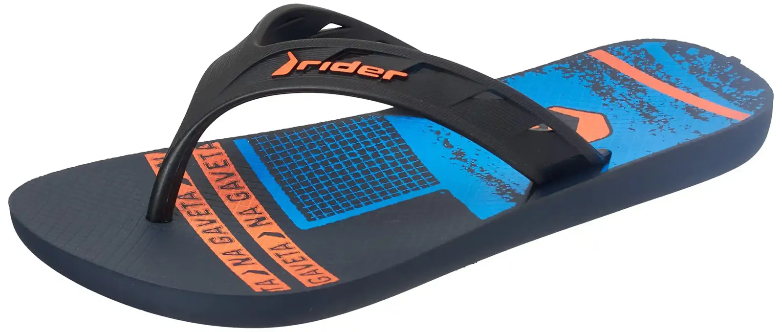 Rider Boys Slippers Black Orange Casual Beach Lightweight Slides