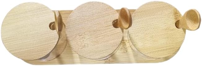 Flamer Glass Spice Jars Set of 3 with Wooden Lids and Spoons