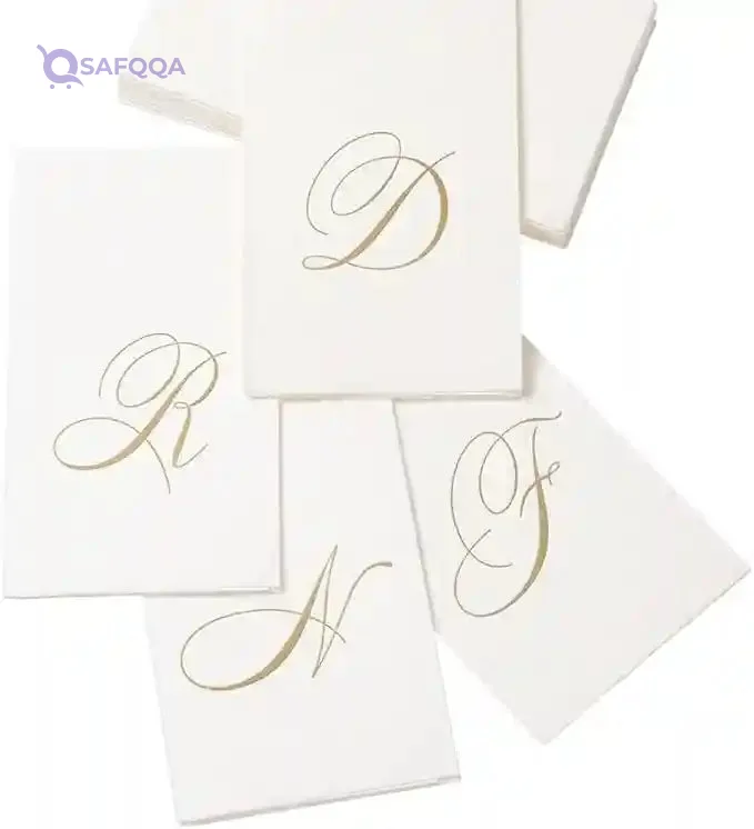 Caspari Signature Gold Initial Guest Towels