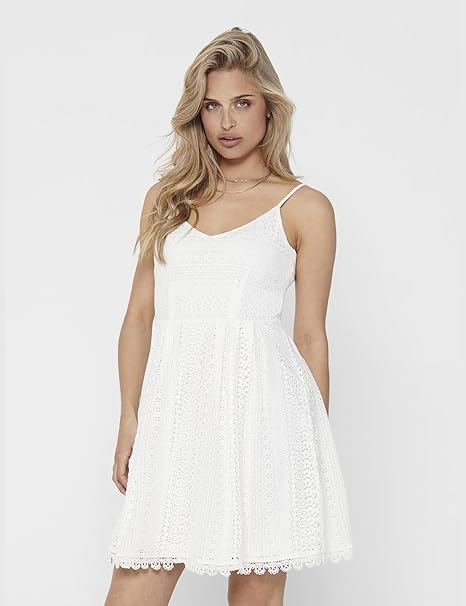 Only Women’s Lace Sleeveless Short Dress White