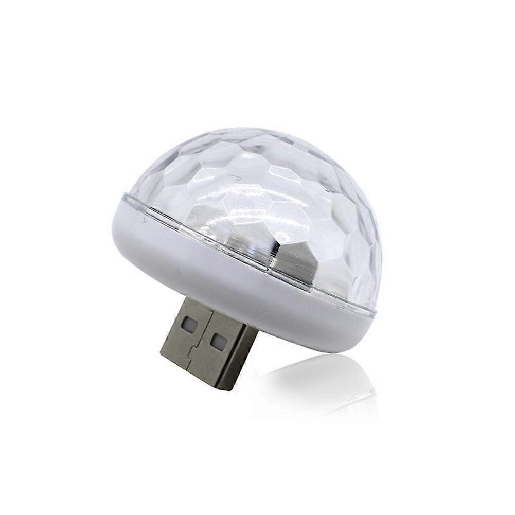 USB LED Car Interior Ambient Light Sound Sensor DJ Atmosphere Lamp – White