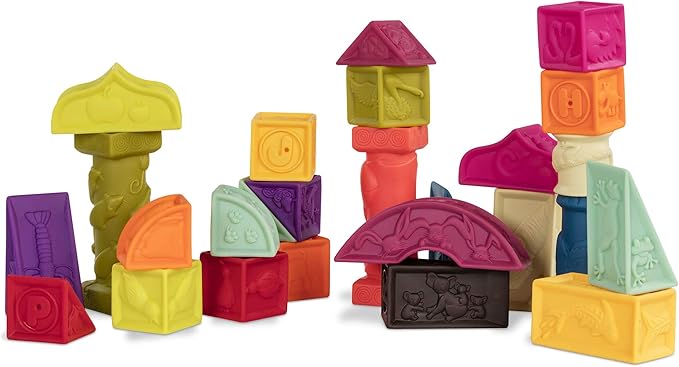 B. Toys Elemenosqueeze Baby Blocks – 26 Soft Alphabet & Shape Blocks