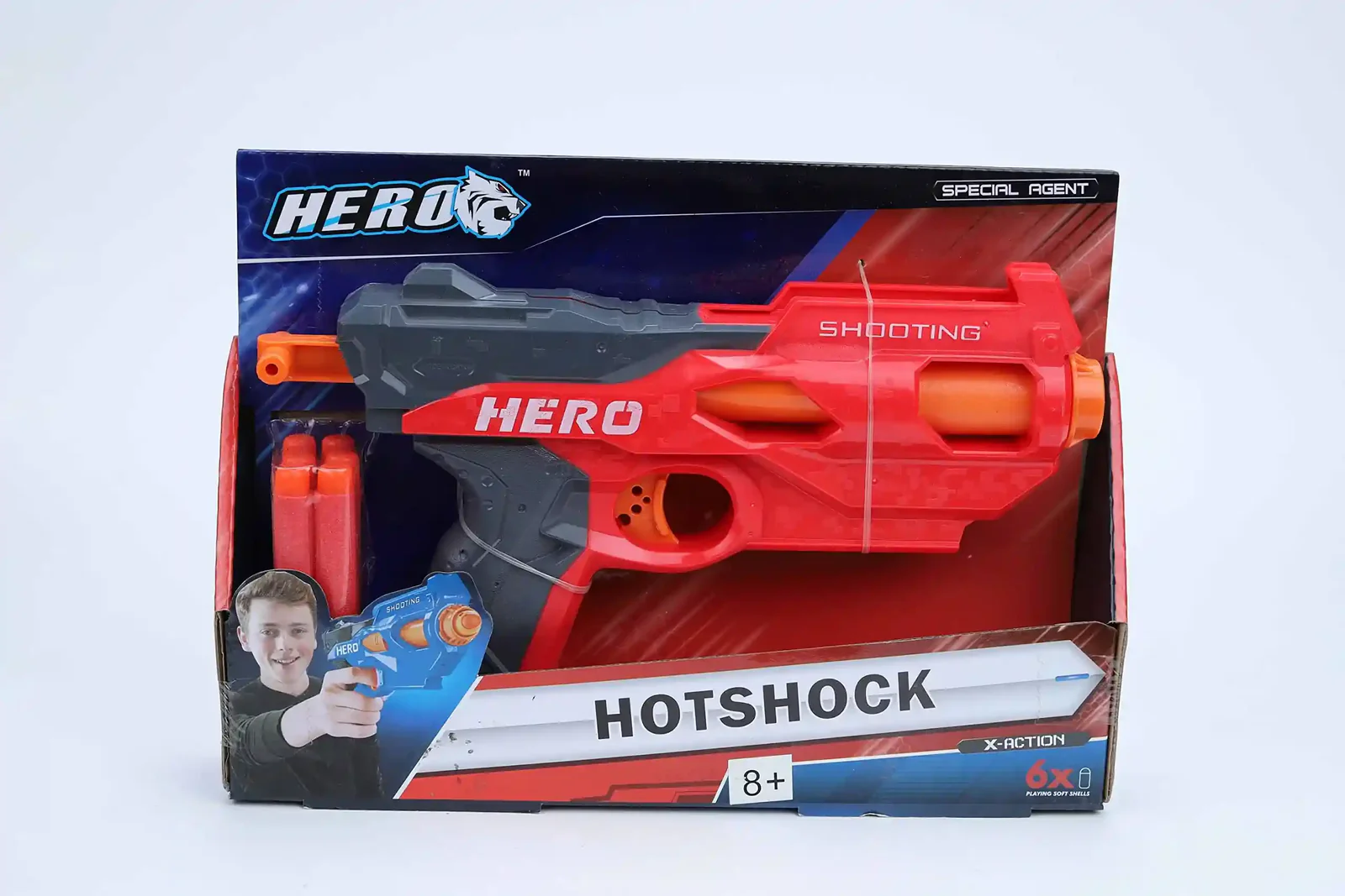 Hero Hot Shock Toy Gun Set – 6 Soft Foam Bullets Kids Action Shooter Toy