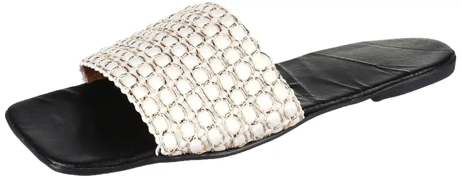 OX Faux Leather White Slides for Women Comfortable Casual Slipper