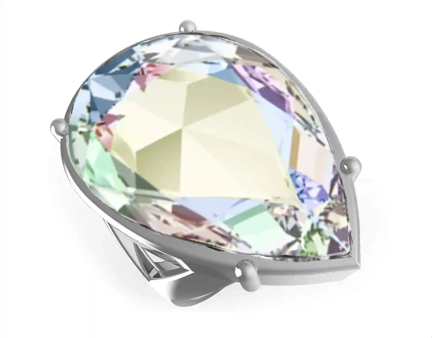 Guess Stone Stainless Steel Ring Women Silver 56
