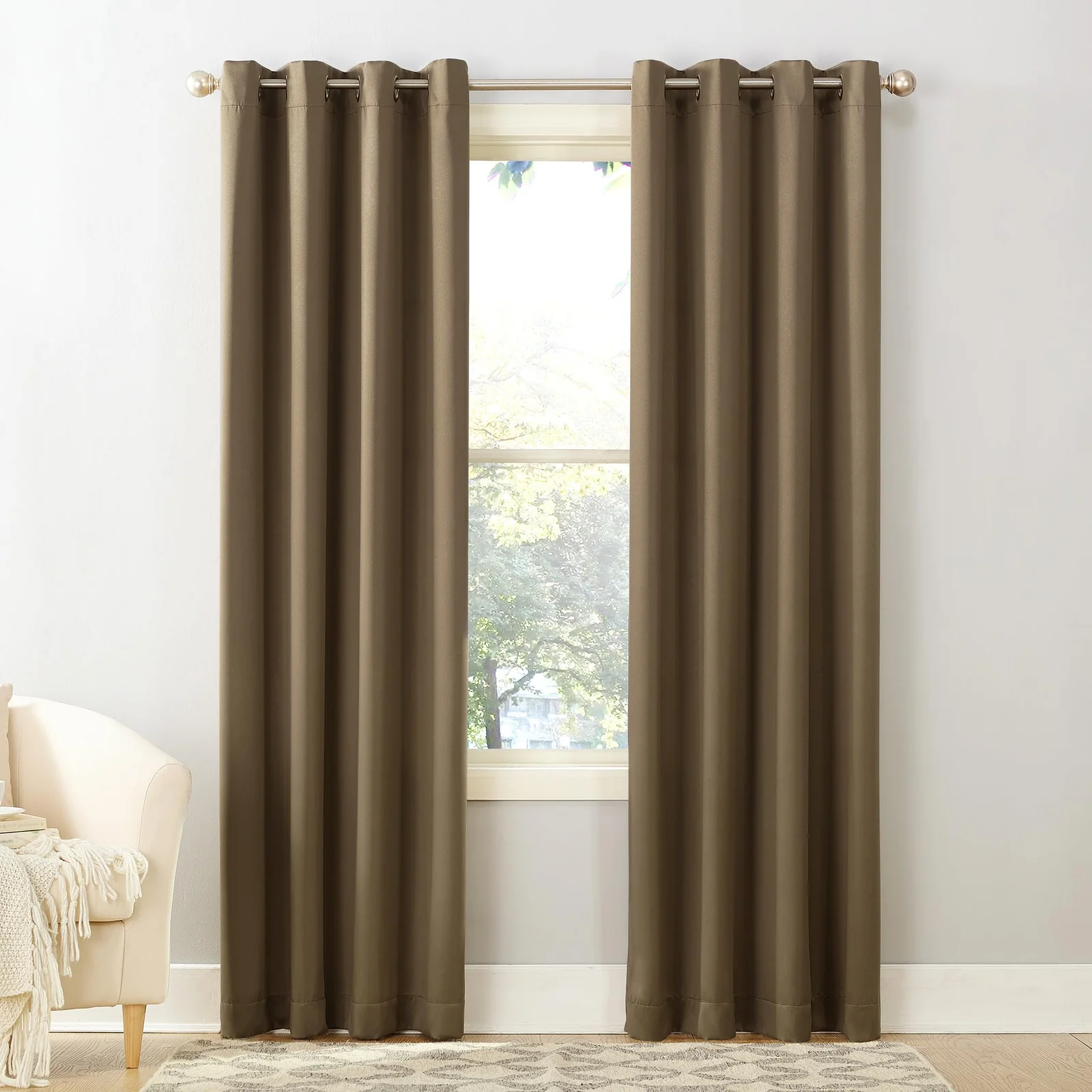 Sun Zero Curtain Panel 54 x 108 Mocha Brown Sun Blocking