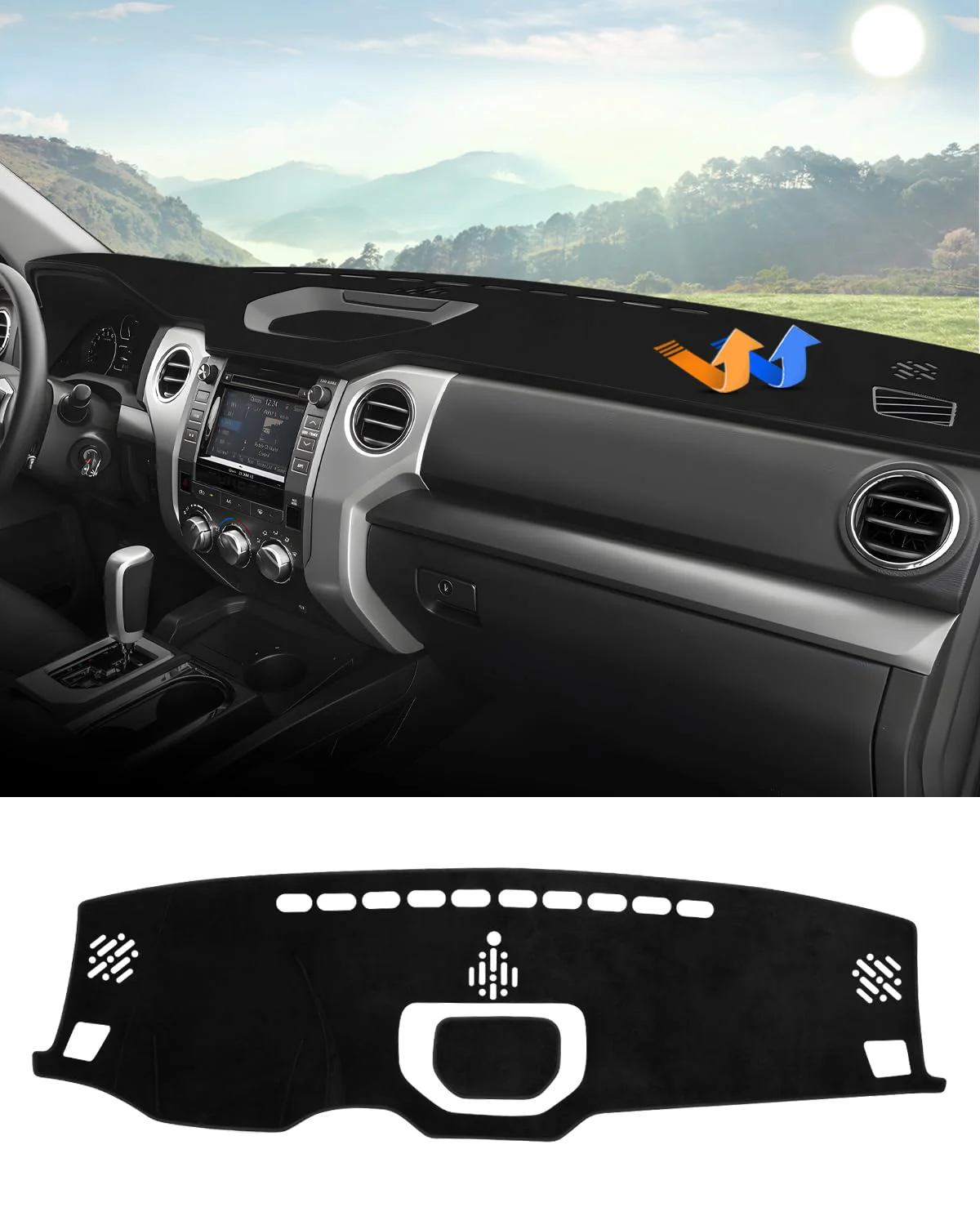 Autorder Flannel Dashboard Cover Mat for Toyota Tundra 2014–2021 Black