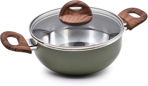 Celar Aluminum Pot 24cm with Bakelite Soft-Touch Wooden Handle  Non-Stick & Easy Cooking