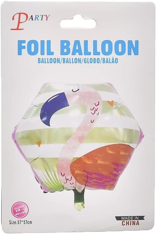 Premium Large Hexagon Foil Balloons with Flamingo Design – Elegant Party Decoration, Air or Helium Fillable