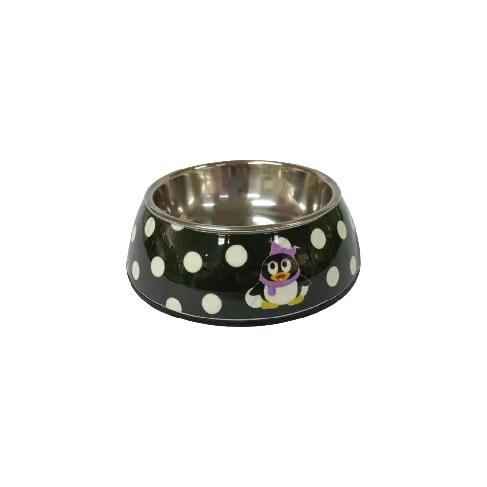 Nutra Pet Round Dog Food Bowl 22 × 7.5 cm Black & White Polka