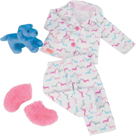 Our Generation Pajama Outfit with Dachshund Dog for 18-Inch Dolls