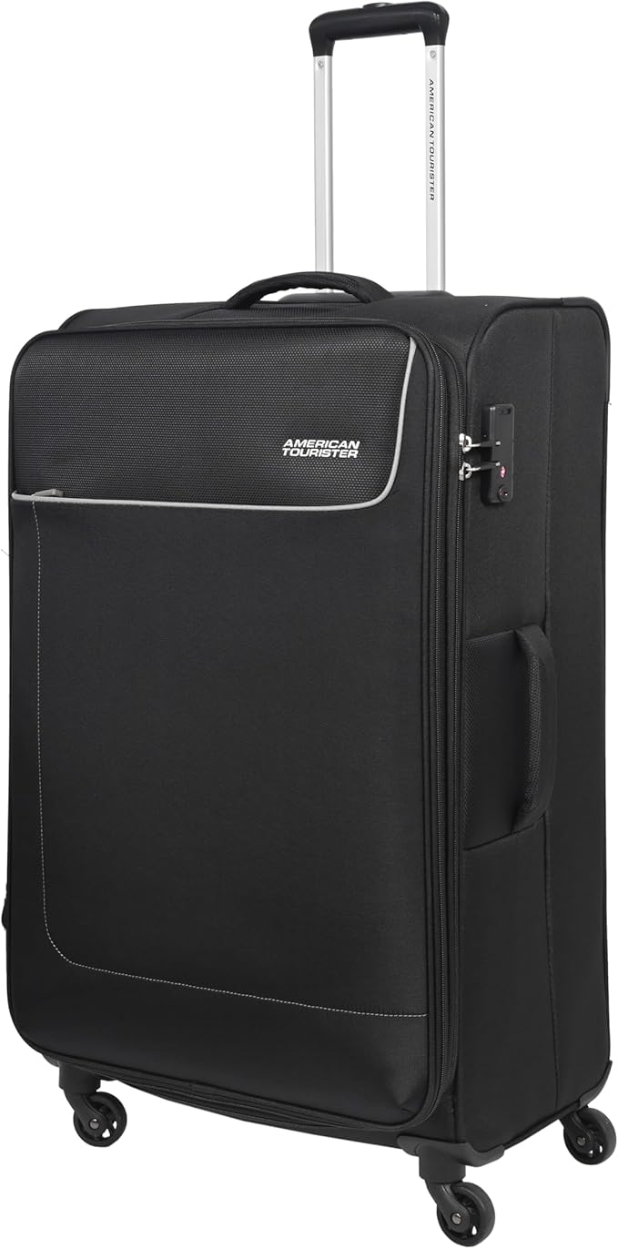 American Tourister 31-Inch Soft Check-In Luggage Polyester Spinner Black - Scratches & Cut